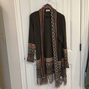 ADORA Multicolor Knit Cardigan with Fringe
